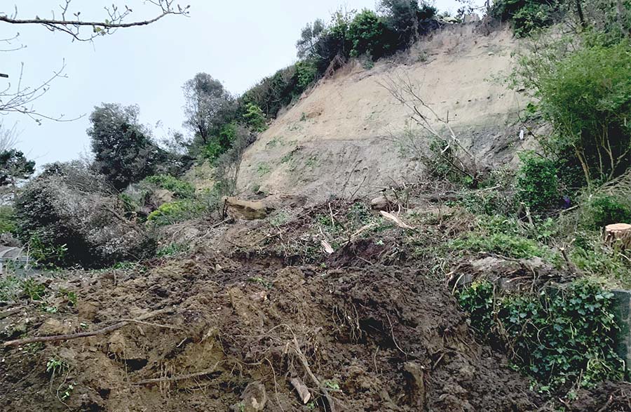 Image shows the cliff collapse at Remembrance Road, Folkestone